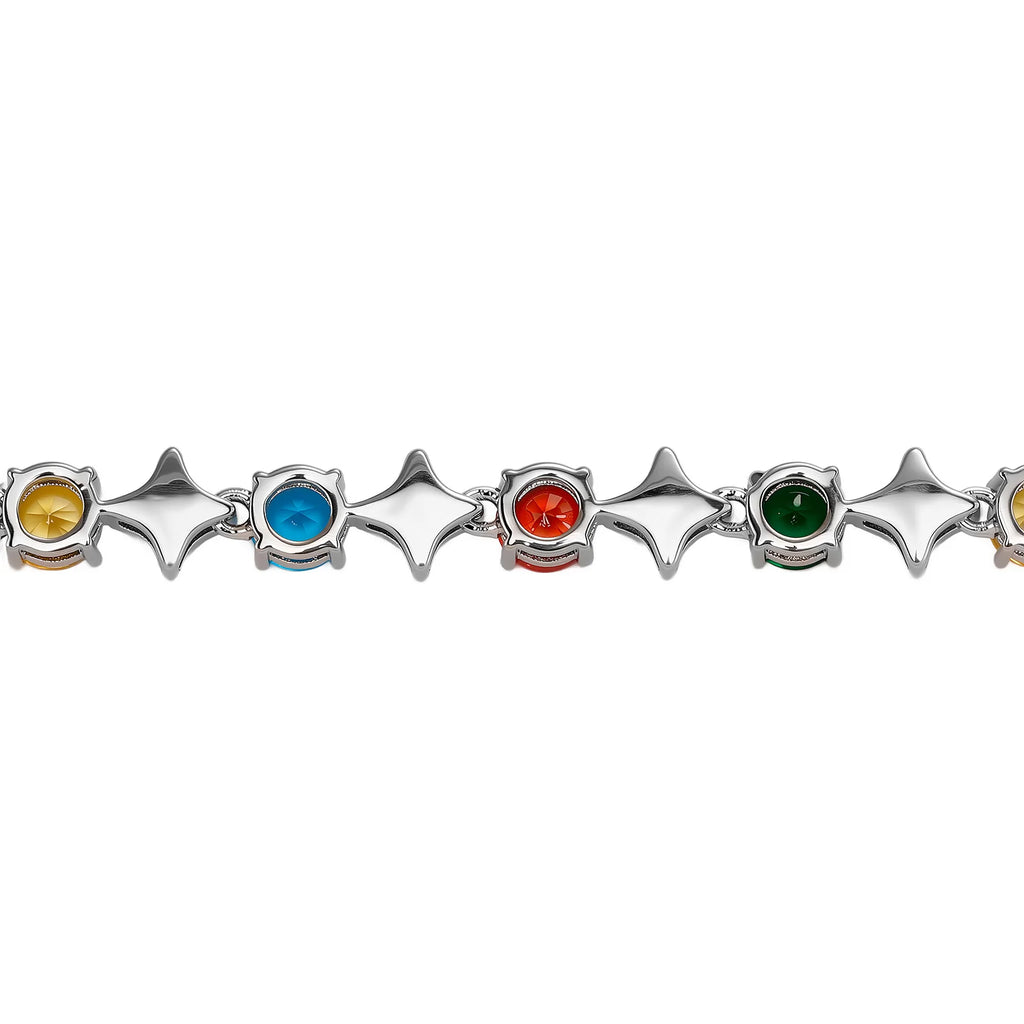 TOPGRILLZ 6MM Sparkling Star Tennis Chain Colorful Round Gemstone Design Bracelet 5A+ Cubic Zircon Luxury Jewelry For Men Women