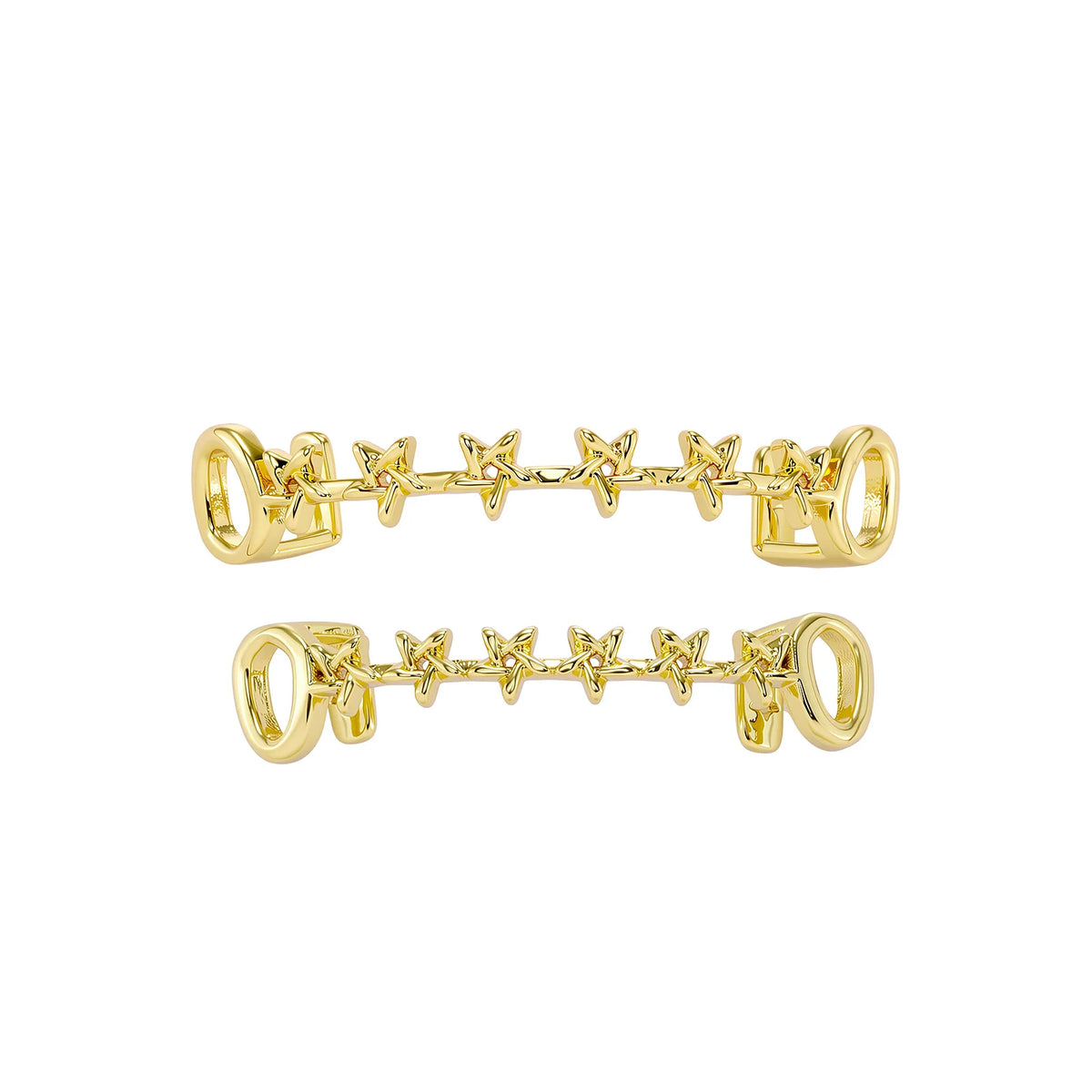 TOPGRILLZ Iced Out CZ Stones Hollow Teeth Caps For Women Men Jewelry Top & Bottom Pentagram Zircon Tooth Grills Braces Cosplay