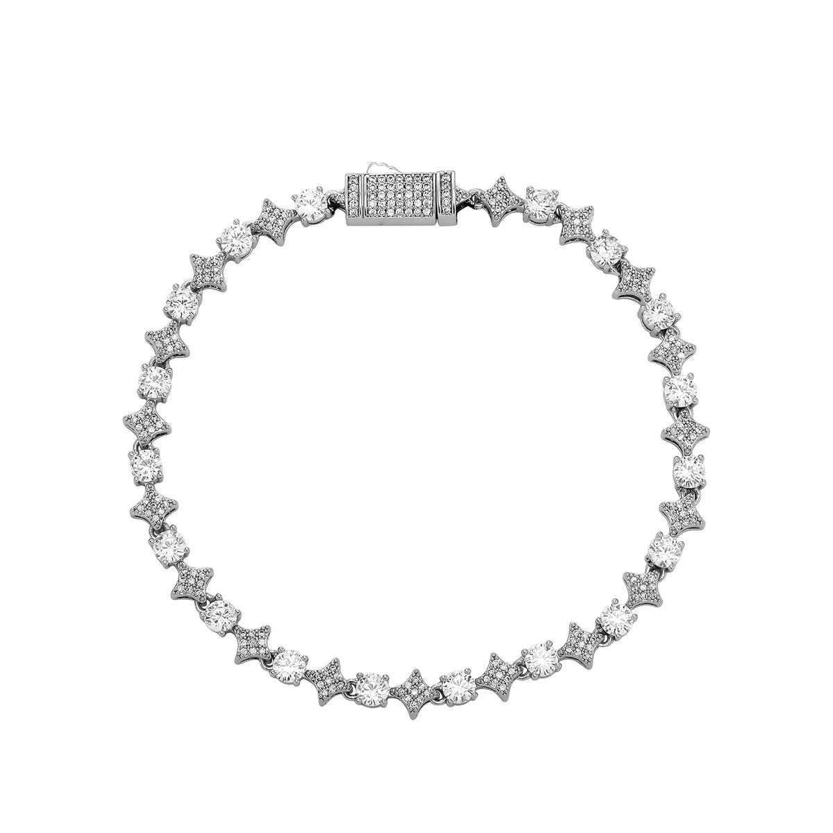 TOPGRILLZ 6MM Sparkling Star Tennis Chain Colorful Round Gemstone Design Bracelet 5A+ Cubic Zircon Luxury Jewelry For Men Women