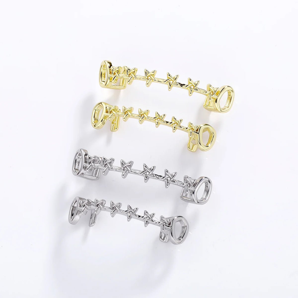 TOPGRILLZ Iced Out CZ Stones Hollow Teeth Caps For Women Men Jewelry Top & Bottom Pentagram Zircon Tooth Grills Braces Cosplay