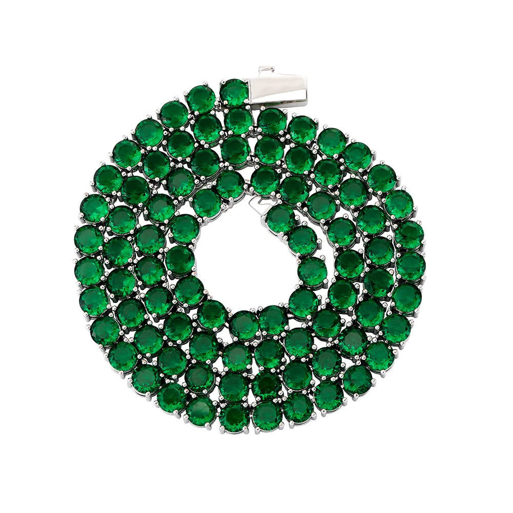 TOPGRILLZ 3/4MM Waterproof and Color Retention 5A+ Cz Stone Tennis Chain Iced Out Blue/Green/Pink Colorful Stone Hip Hop Jewelry
