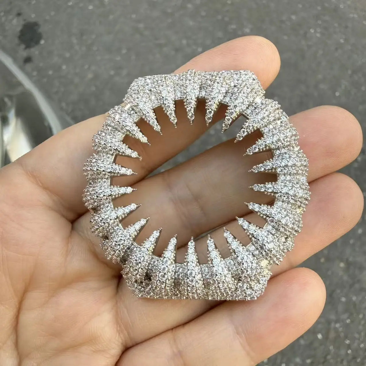 TOPGRILLZ Full CZ Paved Spiked Bezel Case for GA-2100 Copper Hollow Cover Watch Modification Bling Accessory Men Women