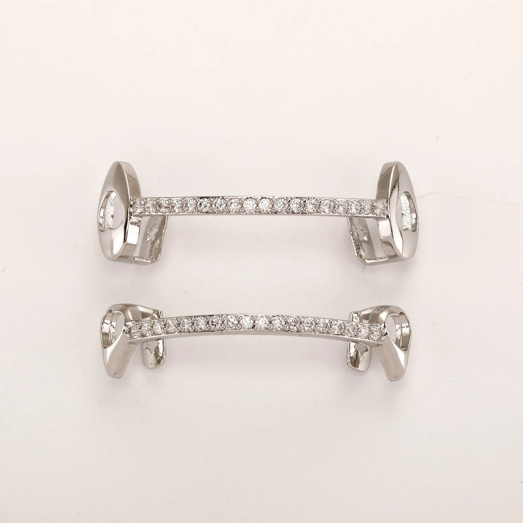 TOPGRILLZ Hip Hop Rapper Accessories Bar Grillz Set Gold Plated Copper Iced Out Top&Bottom Tooth Grills For Men&Women
