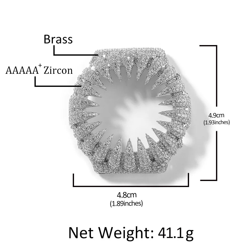 TOPGRILLZ Full CZ Paved Spiked Bezel Case for GA-2100 Copper Hollow Cover Watch Modification Bling Accessory Men Women