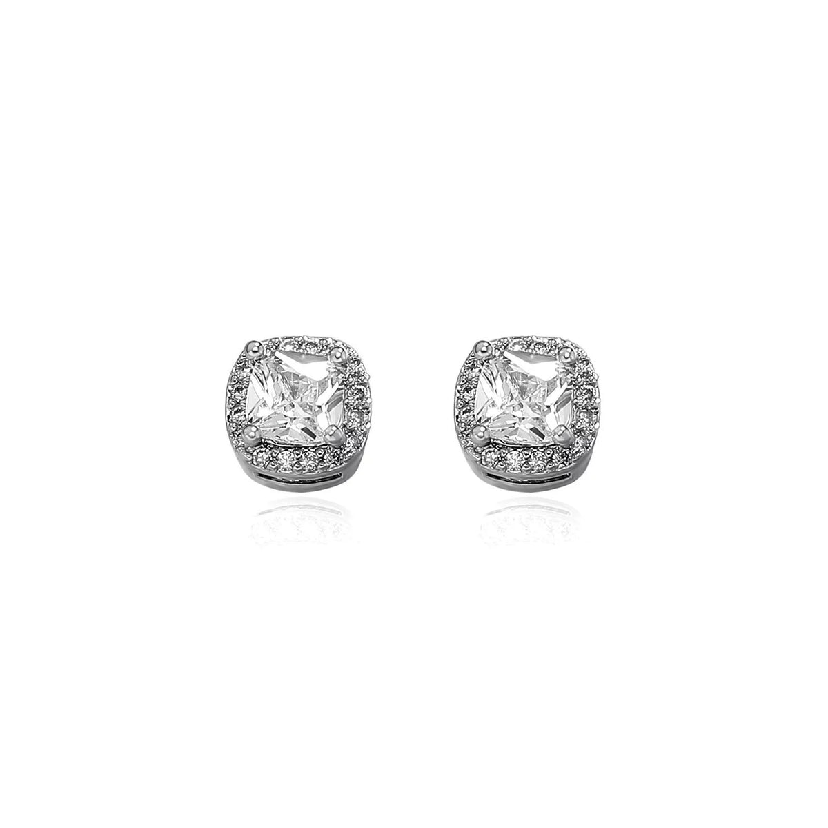TOPGRILLZ 1 Pair Square Iced Out Cubic Zirconia Brass Magnetic Ear Clip Simple Fashion No Piercing Stud Earrings For Women Men