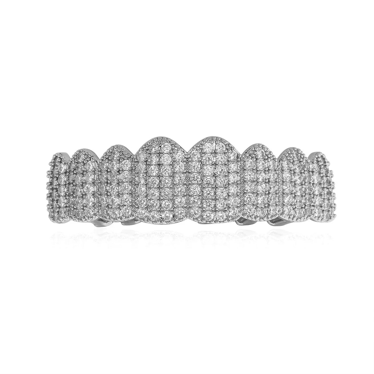 TOPGRILLZ Punk Iced Out Cubic Zircon Teeth Grills 8 Top & 8 Bottom Set Braces Full CZ Stones Dental Grills For Party Gift