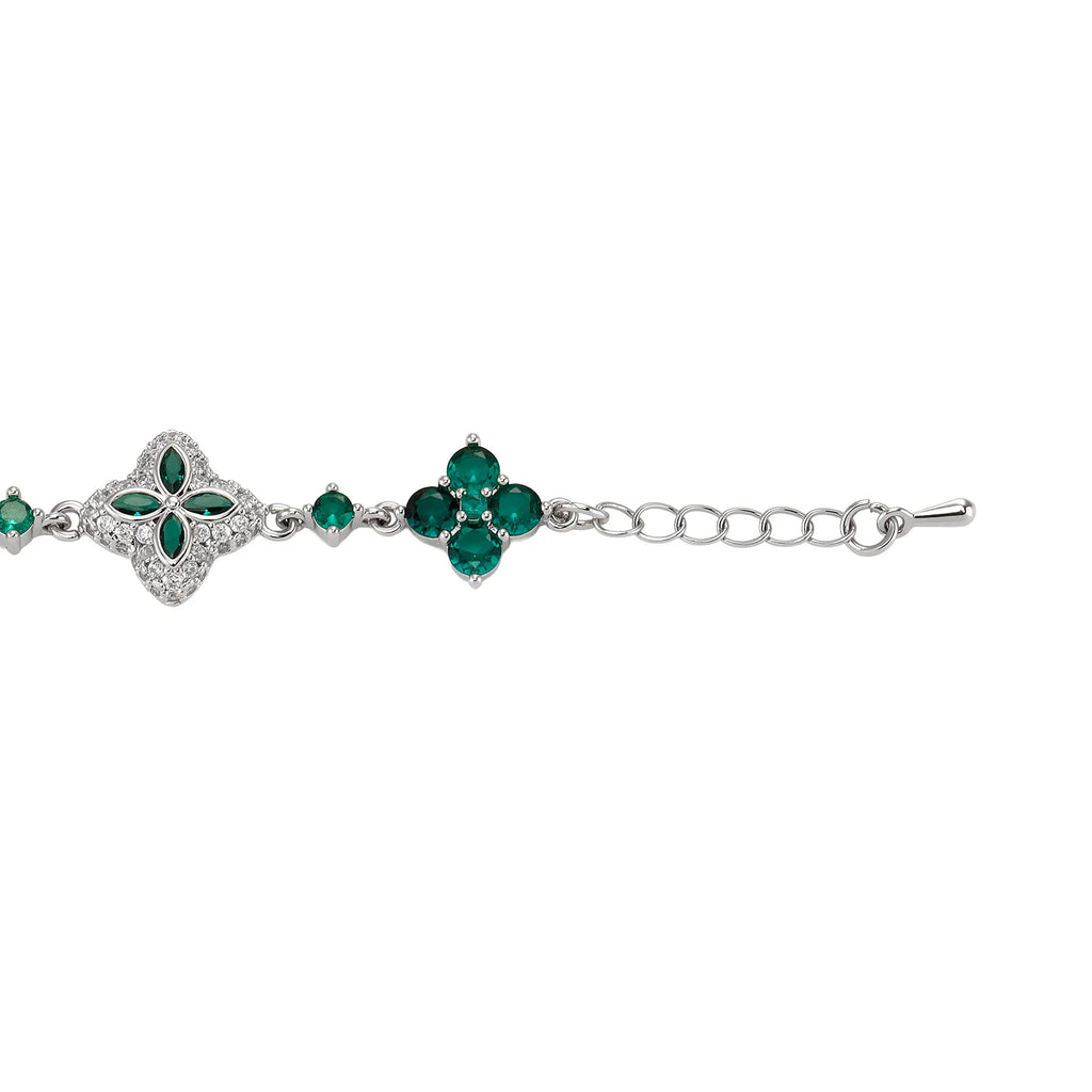 TOPGRILLZ Iced Out Classic Brass Bracelet Ladies Adjustable Four Leaf Clover Chain Bracelet With 5A+ Cubic Zirconia For Party