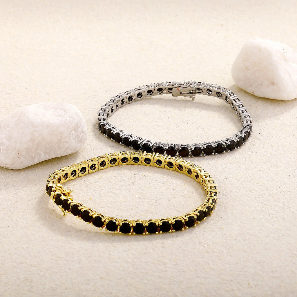 TOPGRILLZ 3MM-5MM Iced Out Black Cubic Zirconia Tennis Chain Bracelet Micro Paved 5A+ CZ Stones Charm Bangle For Men Women Gift