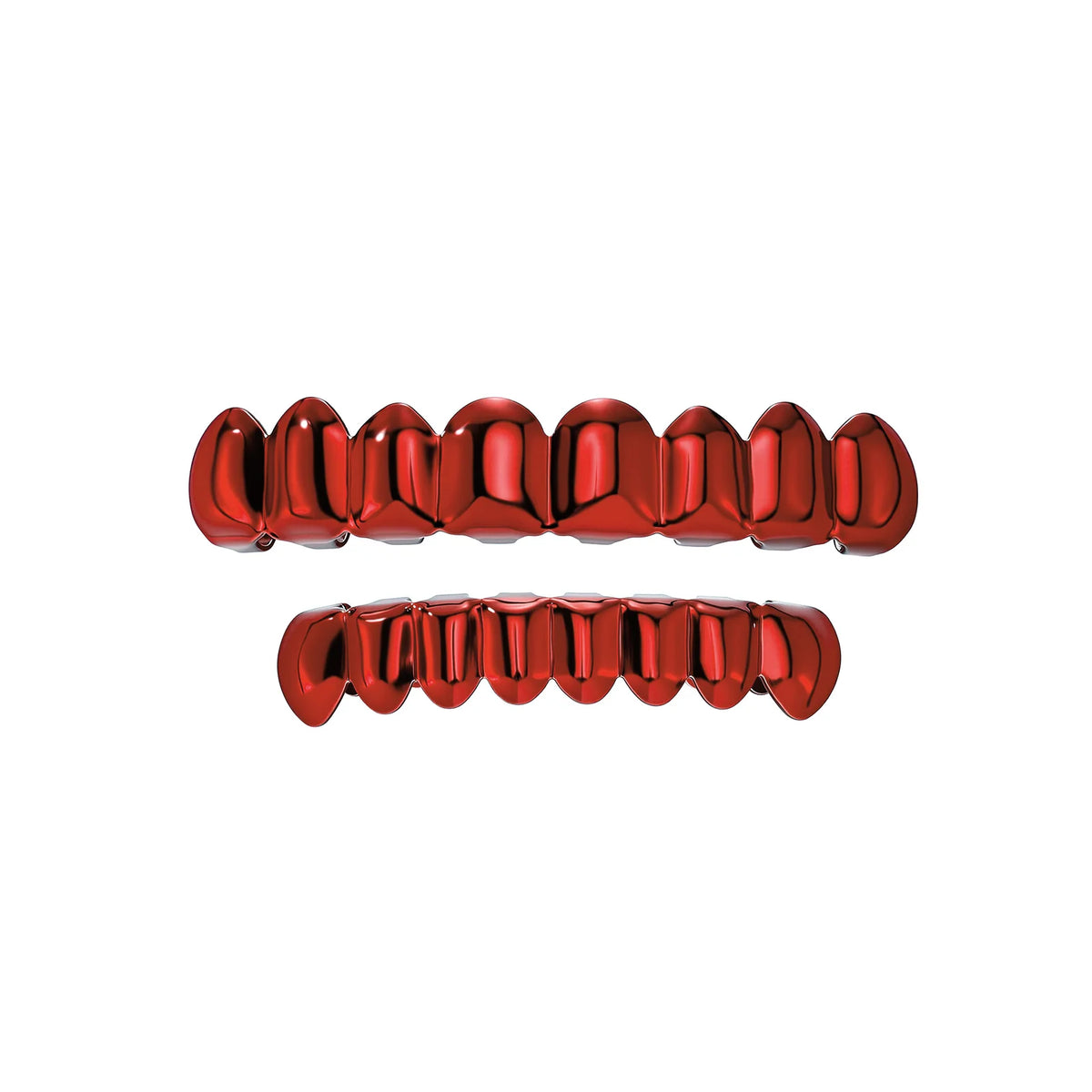 TOPGRILLZ Red Mirror Hip Hop Grillz Set 2Pcs 8 Teeth Top Bottom Grills Y2K Party Cosplay Teeth Halloween Jewelry Men Women
