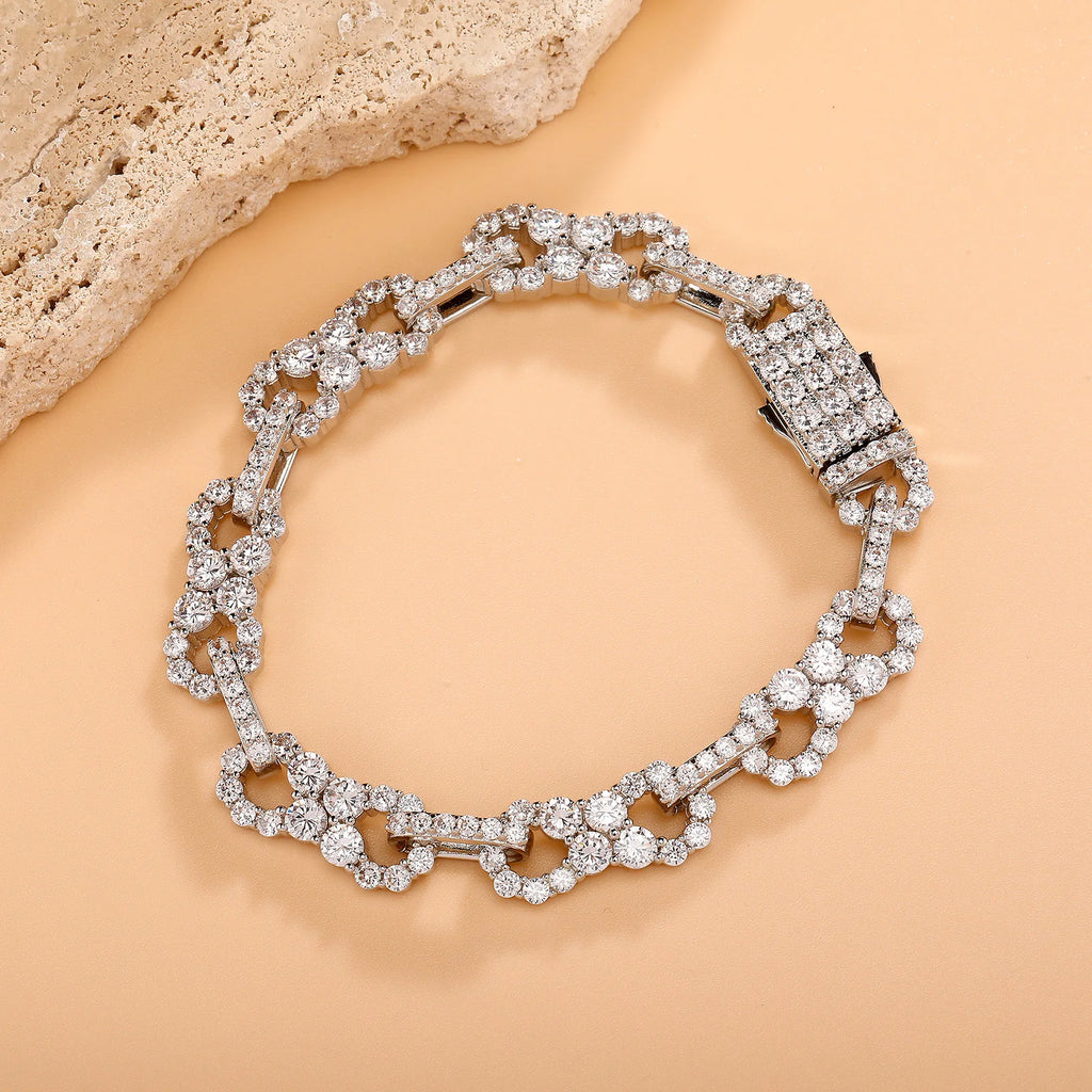 TOPGRILLZ 10mm Iced Out Infinite CZ Stones Chain Bracelet For Men's Fashion Gold Silver Color 8 Characters Rapper Charm Jewelry