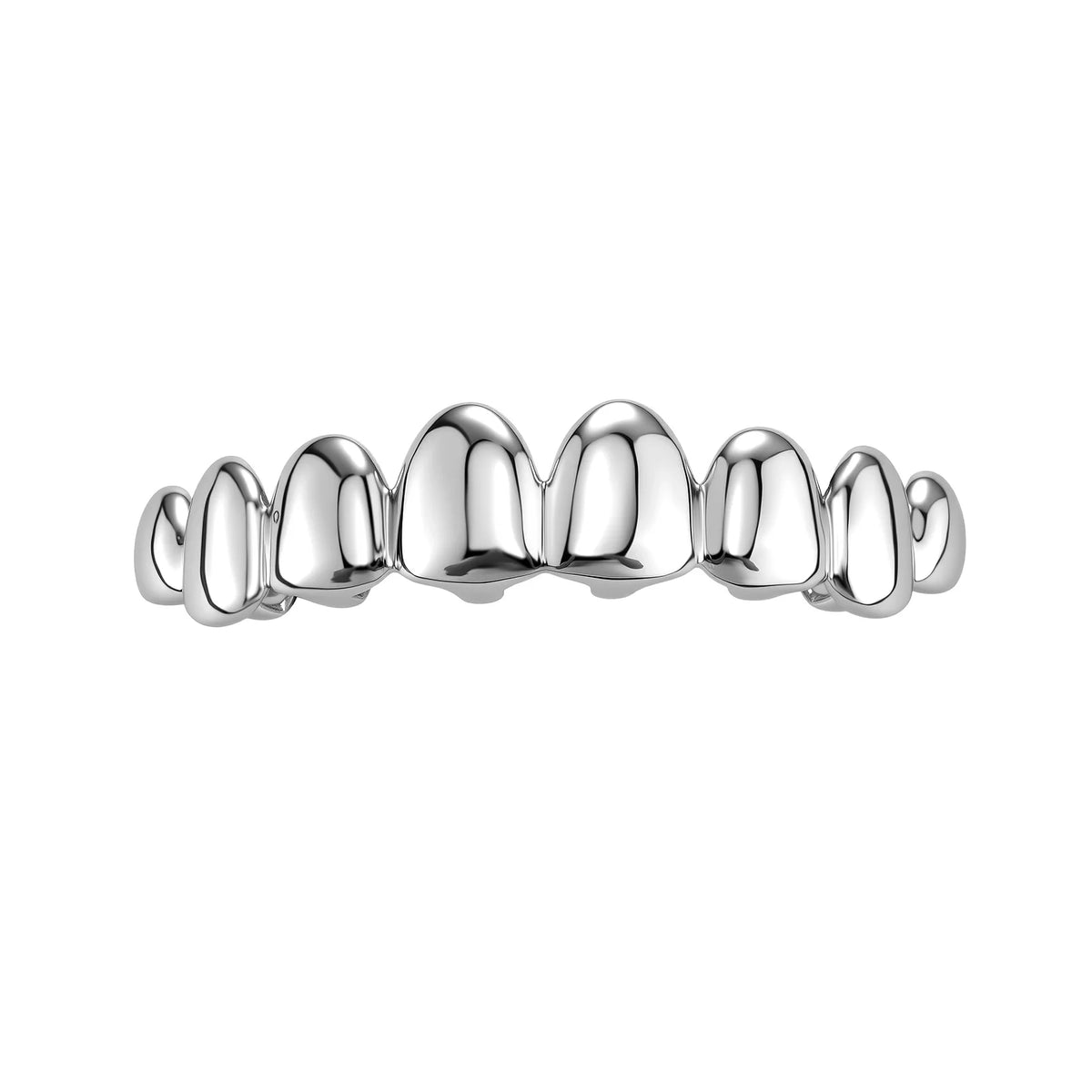 TOPGRILLZ 8 Top 8 Bottom Grillz Set No Stone Mirror Polished Realistic Teeth Outline Hip Hop Decorative Tooth Jewelry Men Women