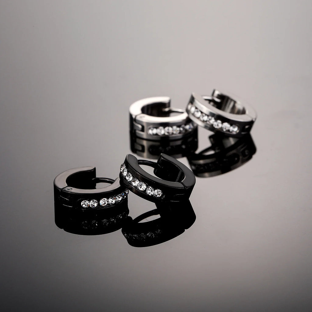 TOPGRILLZ 1 Pair Fashion Round Cubic Zircon Stainless Steel Earrings Small Huggie Earring Pendientes Body Jewelry