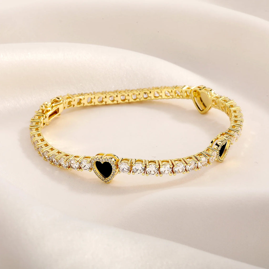 TOPGRILLZ Iced Out Lucky Clover/Heart 4mm Tennis Bracelets Full Cubic Zirconia Flower Bracelet For Women Men Hiphop Jewelry