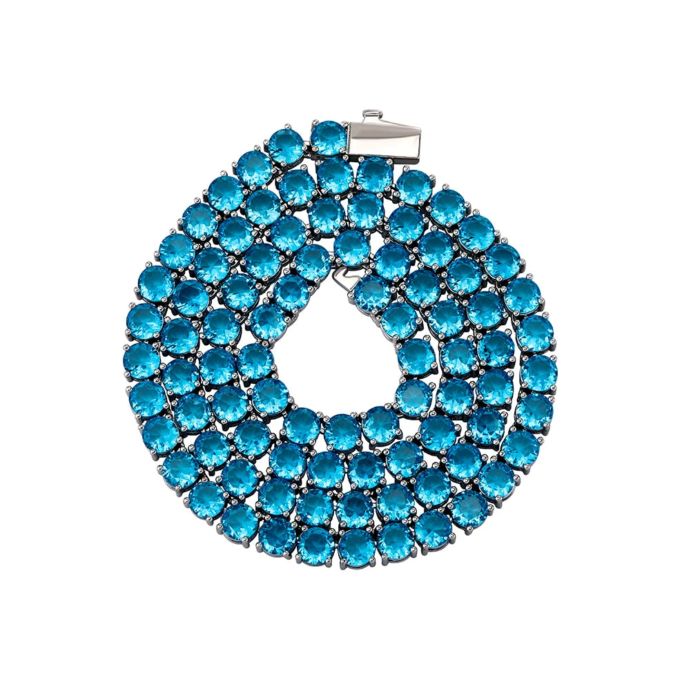 TOPGRILLZ 3/4MM Waterproof and Color Retention 5A+ Cz Stone Tennis Chain Iced Out Blue/Green/Pink Colorful Stone Hip Hop Jewelry