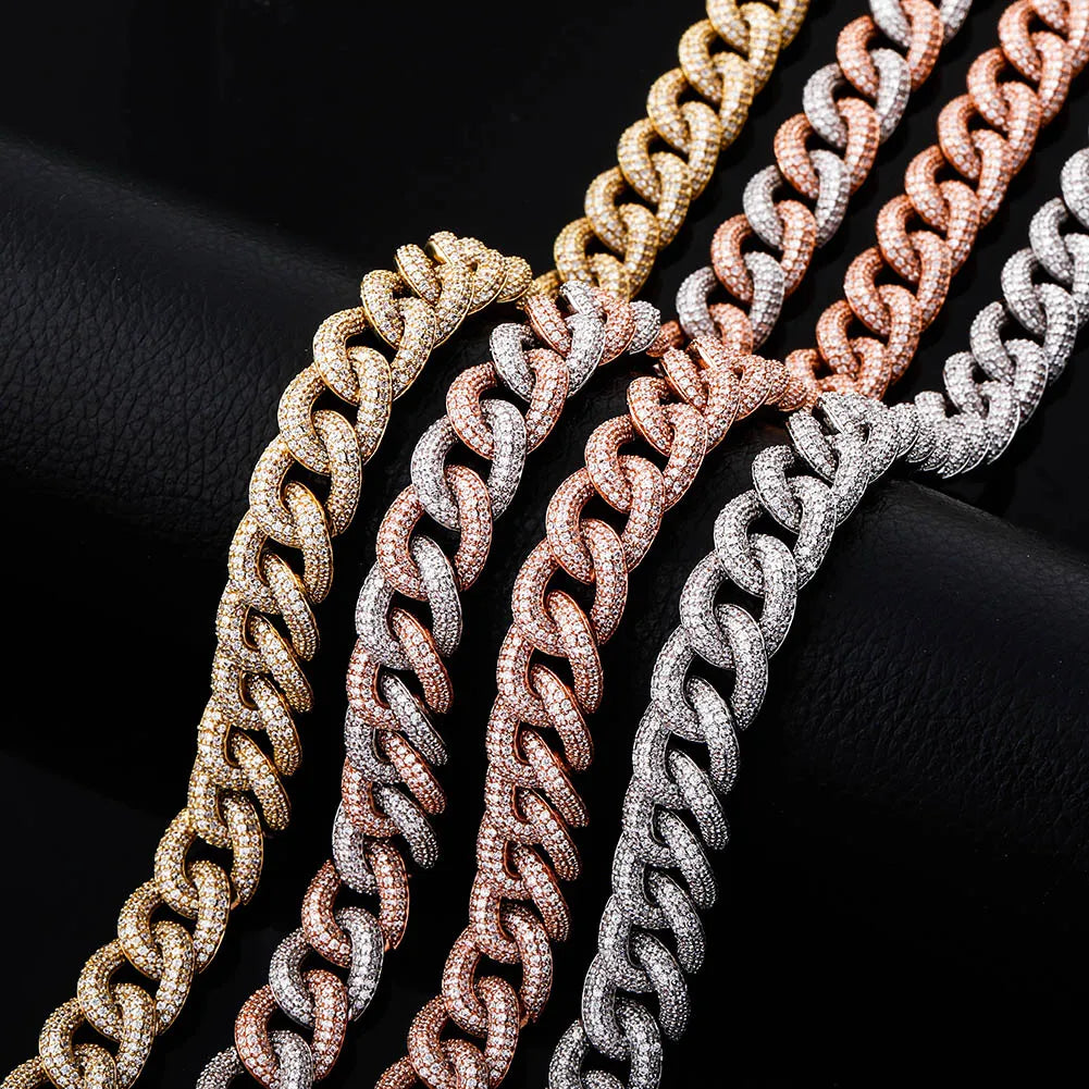 TOPGRILLZ 13mm Heavy Duty Full CZ Miami Cuban Chain Necklace Long Box Clasp Iced Out Silver Plated Bling Hip Hop Men Women