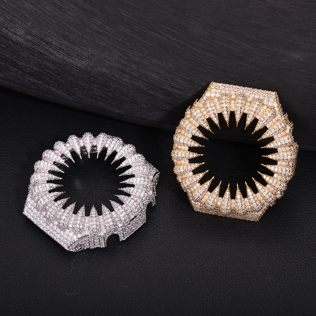 TOPGRILLZ Full CZ Paved Spiked Bezel Case for GA-2100 Copper Hollow Cover Watch Modification Bling Accessory Men Women