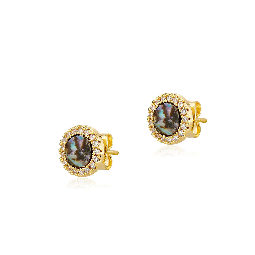 TOPGRILLZ Natural Stone Earrings Crystal Quartzs 10mm Round Gem Stud Iced Out Ear Jewelry For Men Women Wholesale