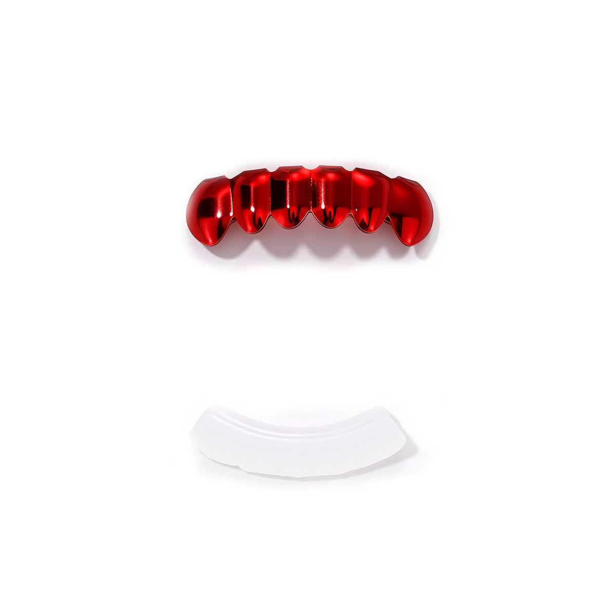 TOPGRILLZ Red Mirror Hip Hop Grillz Set 2Pcs 8 Teeth Top Bottom Grills Y2K Party Cosplay Teeth Halloween Jewelry Men Women