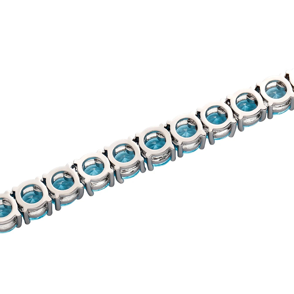 TOPGRILLZ 3/4MM Waterproof and Color Retention 5A+ Cz Stone Tennis Chain Iced Out Blue/Green/Pink Colorful Stone Hip Hop Jewelry
