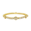 TOPGRILLZ Iced Out 4mm Zirconia Tennis Bracelet Flower Four Leaf Clover CZ Chain with Spring Buckle For Women Men Jewelry