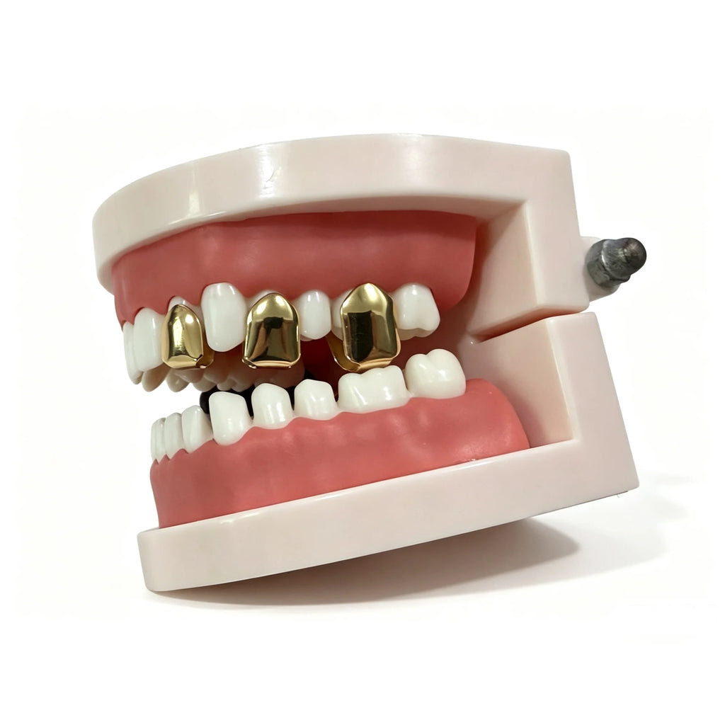 TOPGRILLZ 4 Colors Custom Fit HipHop Single Tooth Top Bottom Dental Grill Teeth Caps For Cosplay Halloween Gift