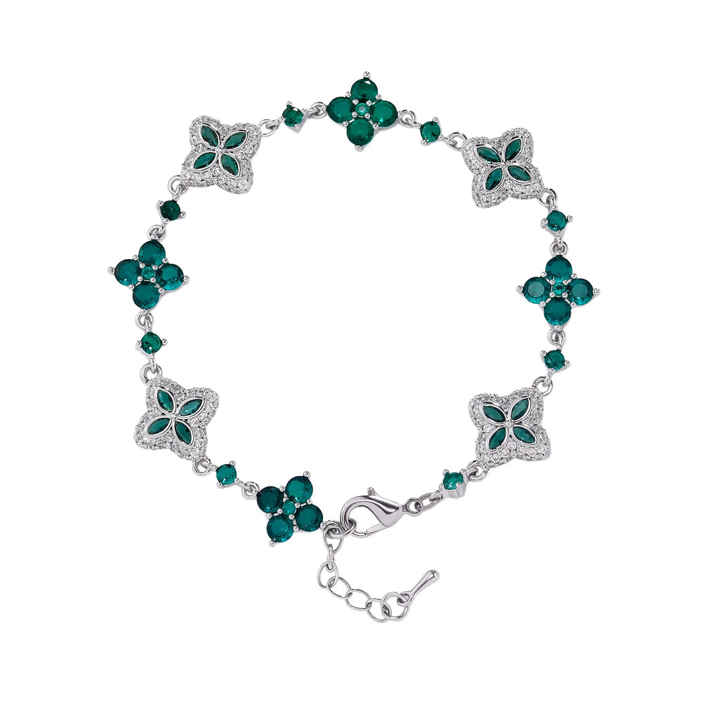 TOPGRILLZ Iced Out Classic Brass Bracelet Ladies Adjustable Four Leaf Clover Chain Bracelet With 5A+ Cubic Zirconia For Party
