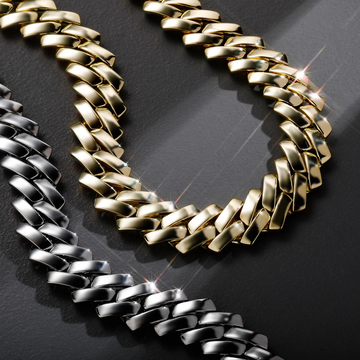 TOPGRILLZ 18MM Cuban Chain Miami Prong Link Chain Glossy High Quality Copper With New Spring Clasp Hip Hop Jewelry For Men