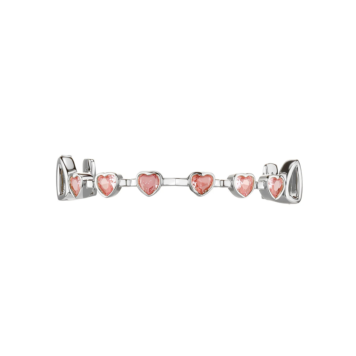 TOPGRILLZ Hip Hop Y2K Copper Grillz Set Pink And Clear Heart CZ Top Bottom Teeth Cap Sweet Cool Bling Jewelry For Women Men
