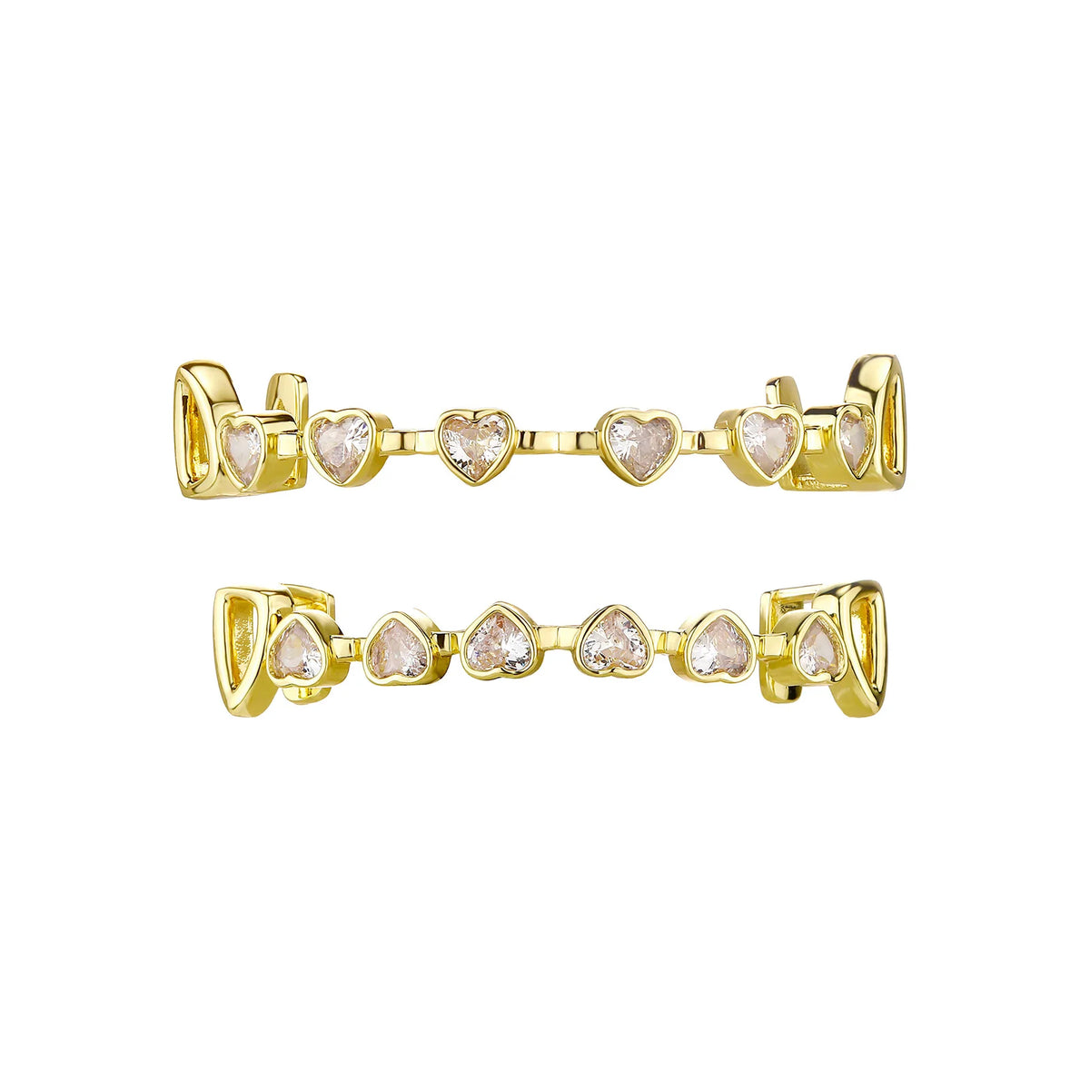 TOPGRILLZ Hip Hop Y2K Copper Grillz Set Pink And Clear Heart CZ Top Bottom Teeth Cap Sweet Cool Bling Jewelry For Women Men