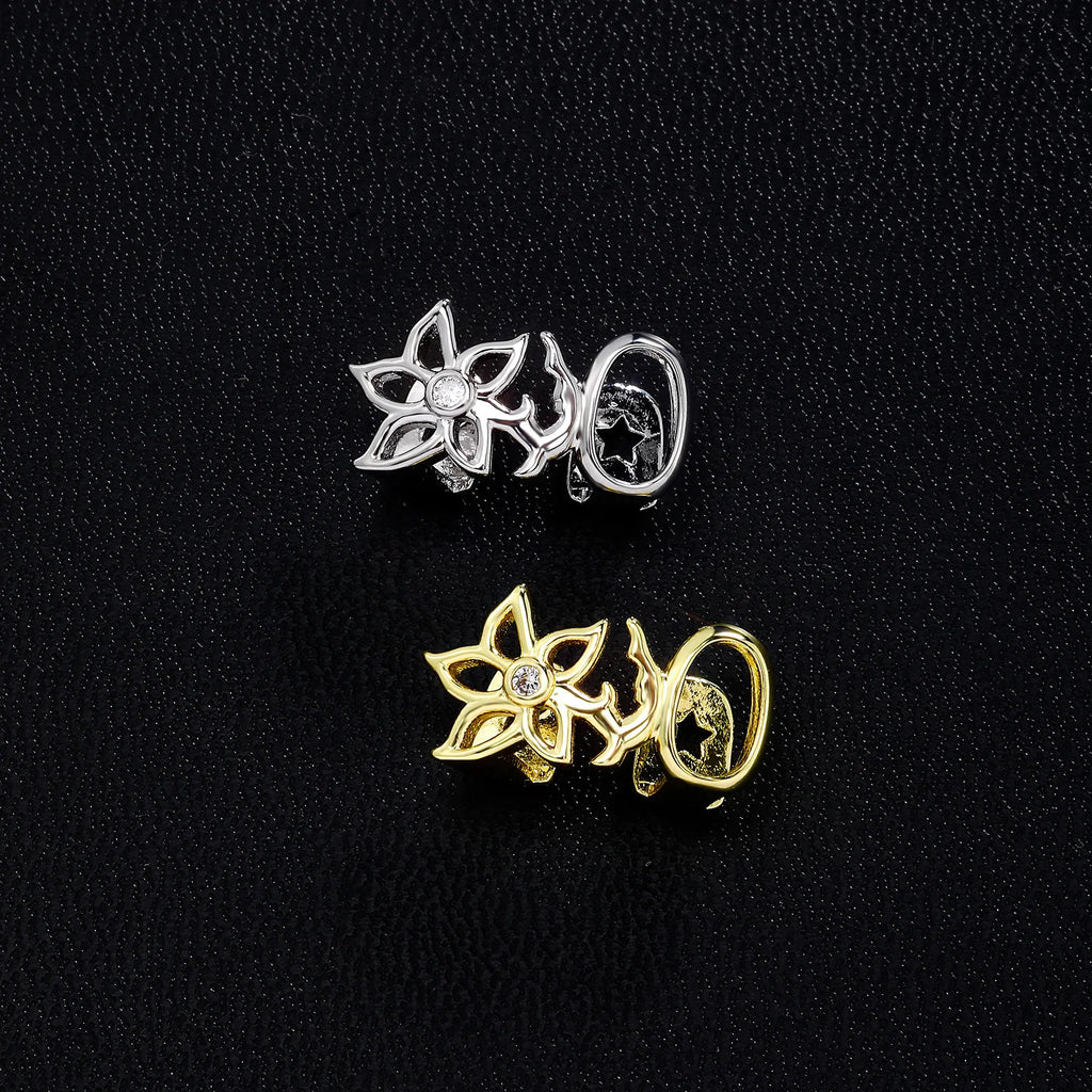 TOPGRILLZ Glossy Double Hollow Flower Tooth Grillz For Women Gold Silver Color Daily Wearable Tooth Jewelry Dental Grills