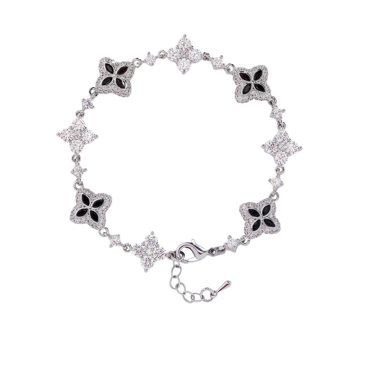 TOPGRILLZ Iced Out Classic Brass Bracelet Ladies Adjustable Four Leaf Clover Chain Bracelet With 5A+ Cubic Zirconia For Party