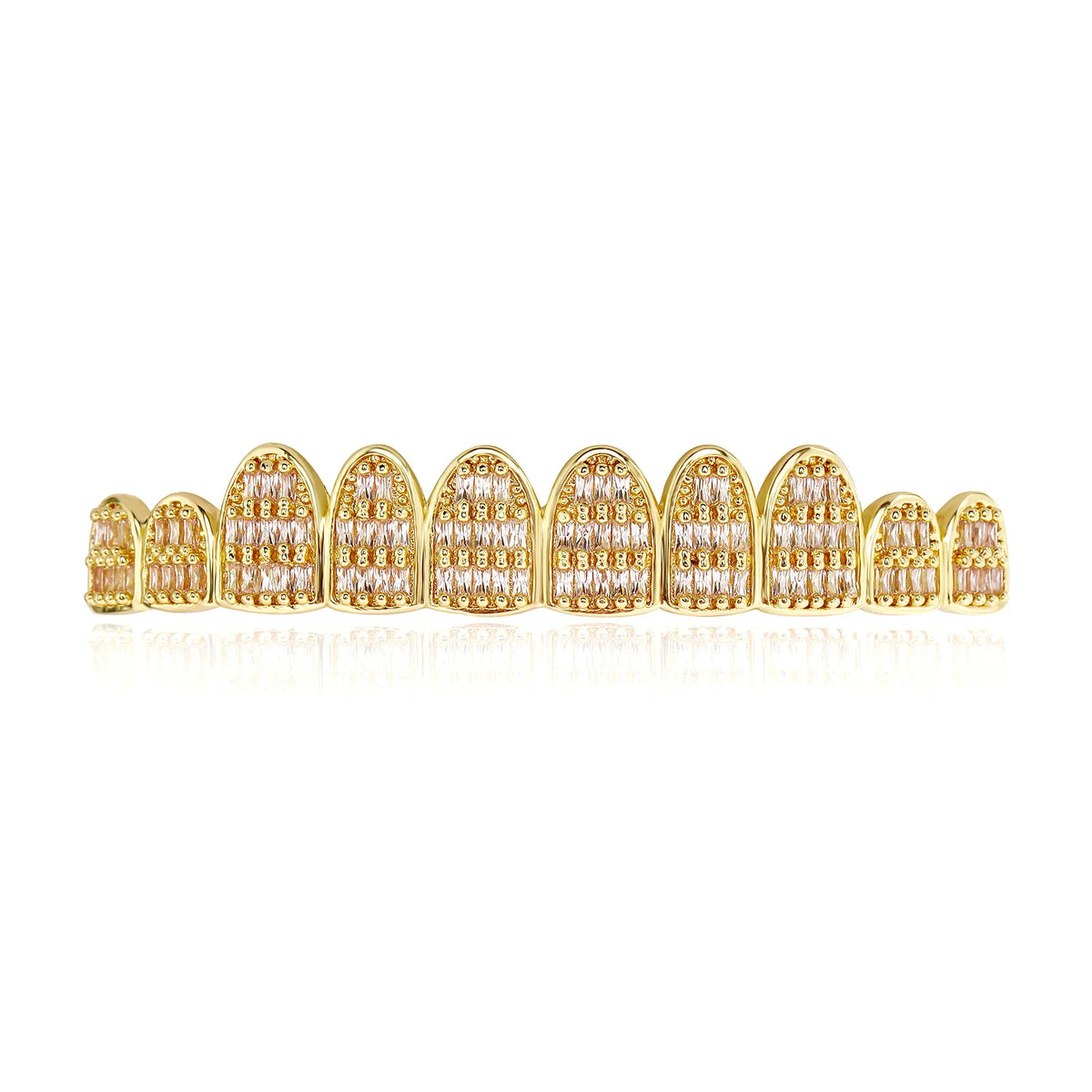 TOPGRILLZ 10/10 Iced Out Square Cubic Zircon Tooth Caps Hip Hop Full CZ Stone Teeth Grillz For Women Men Jewelry Dental Grills