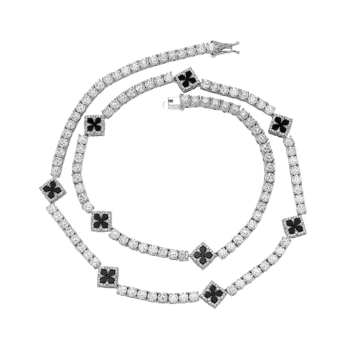 TOPGRILLZ Classic Iced Out Four Leaf Clover Necklace 5A+ Cubic Zirconia Flower 4mm Tennis Chain For Unisex Jewelry
