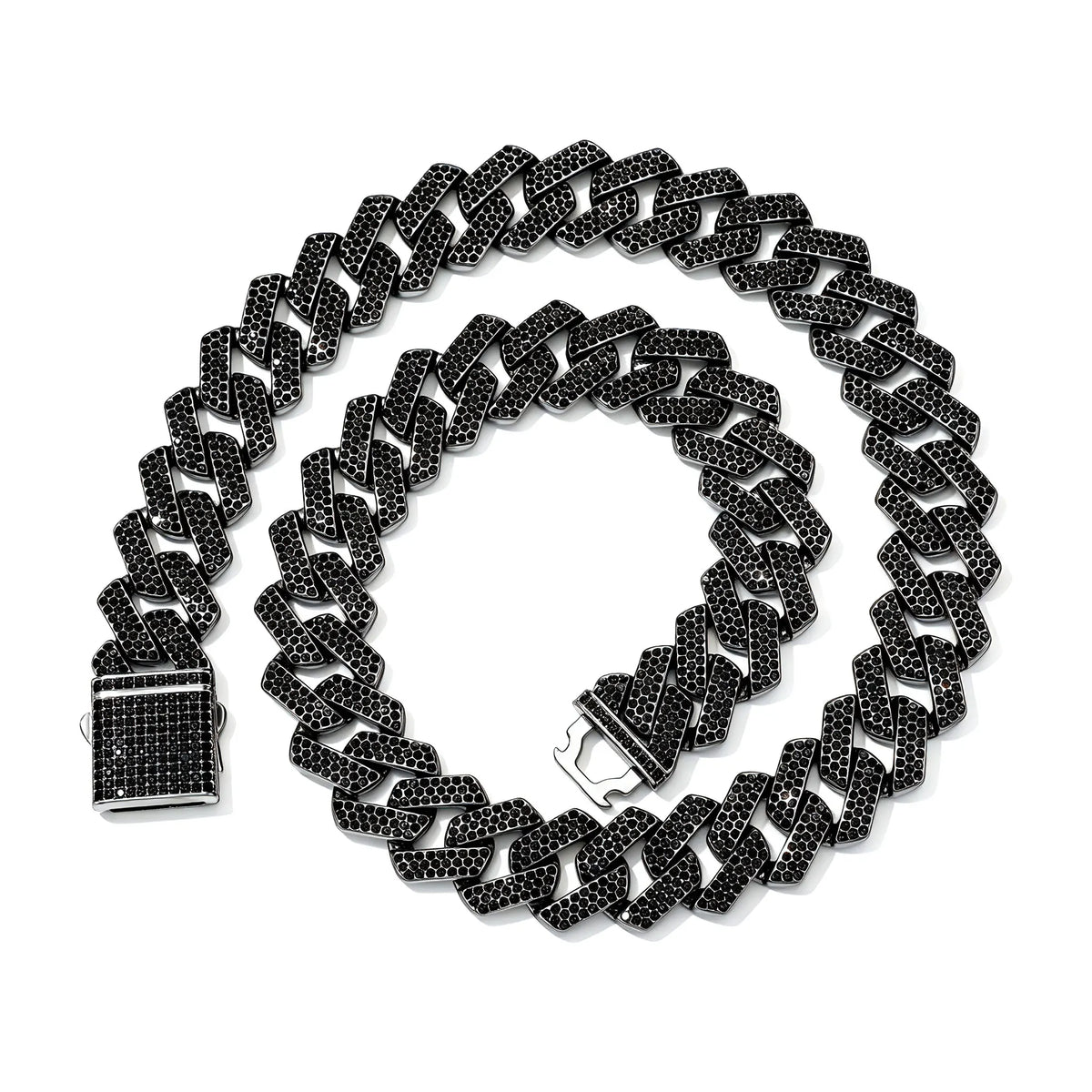 TOPGRILLZ 20MM Full Black Red Iced Out Miami Cuban Link Alloy Rhinestone Bracelet Necklace Hip Hop Jewelry Men Women