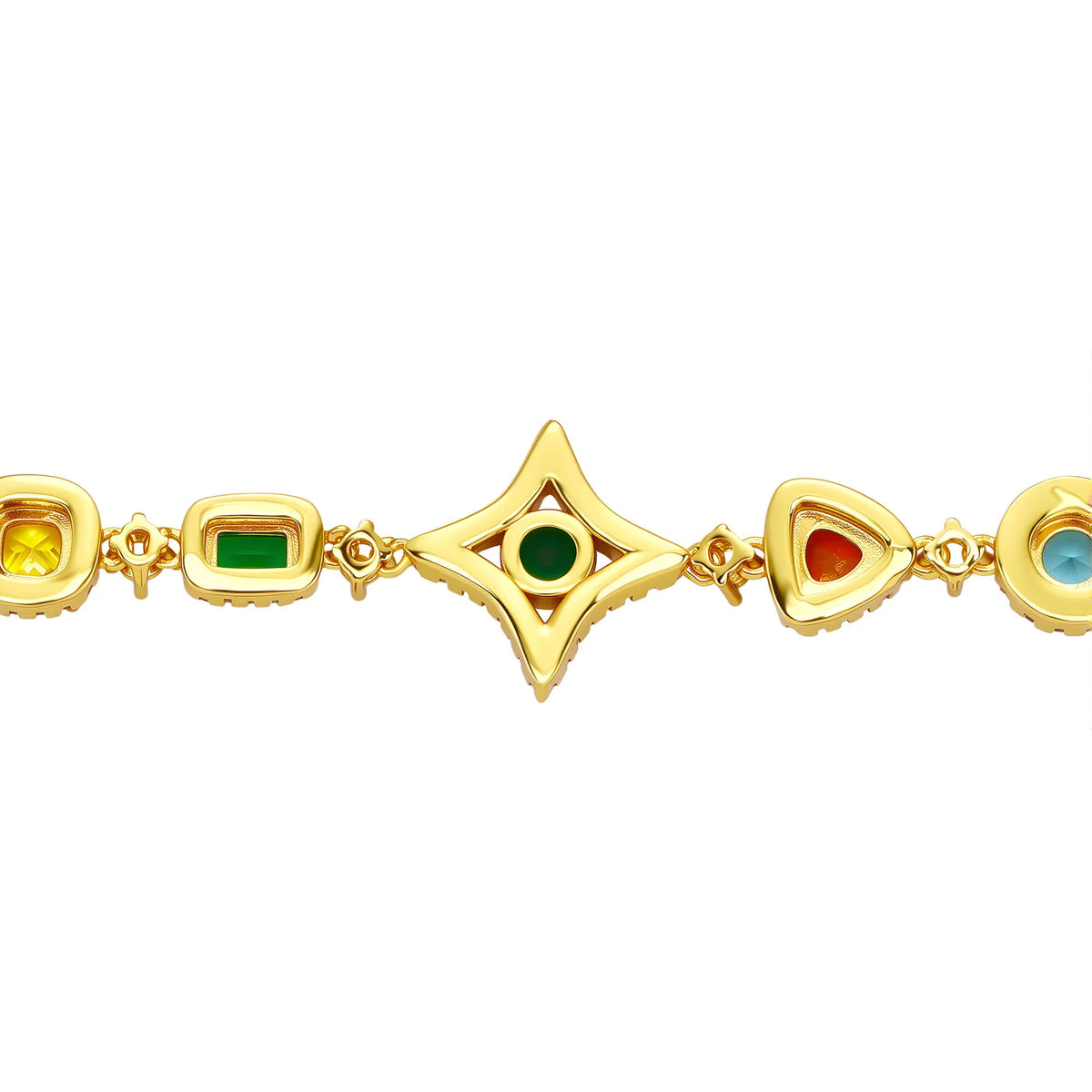 TOPGRILLZ Multicolor CZ Star Link Bracelet Necklace Gold/Silver Plated Y2K Dopamine Hip Hop Jewelry Iced Out Couple Unisex Gift