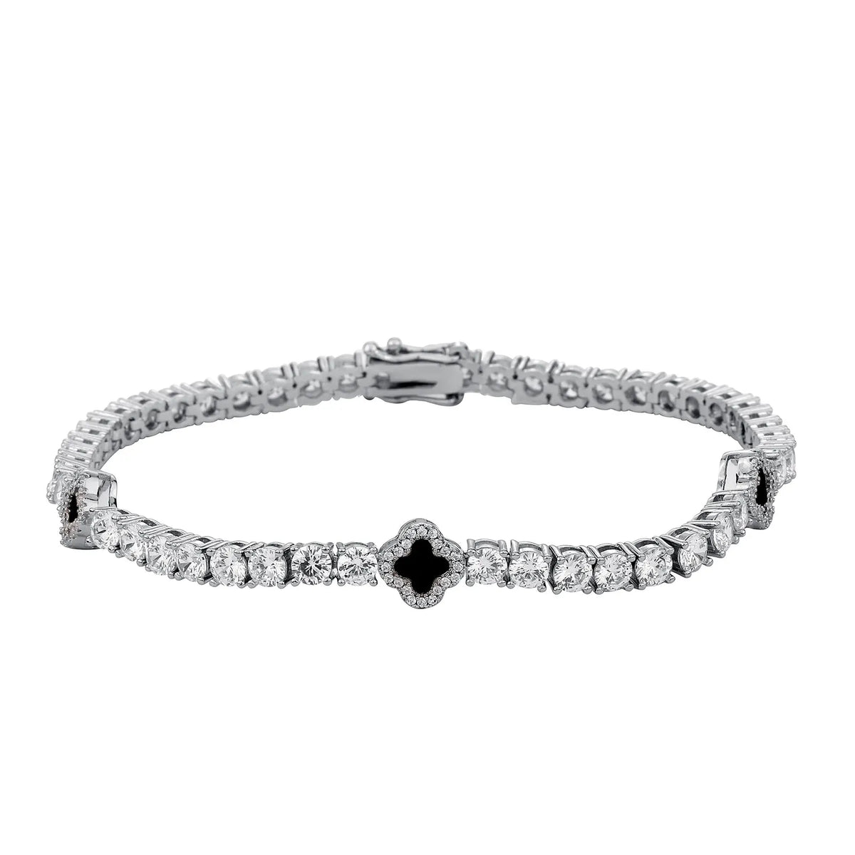 TOPGRILLZ Iced Out Lucky Clover/Heart 4mm Tennis Bracelets Full Cubic Zirconia Flower Bracelet For Women Men Hiphop Jewelry