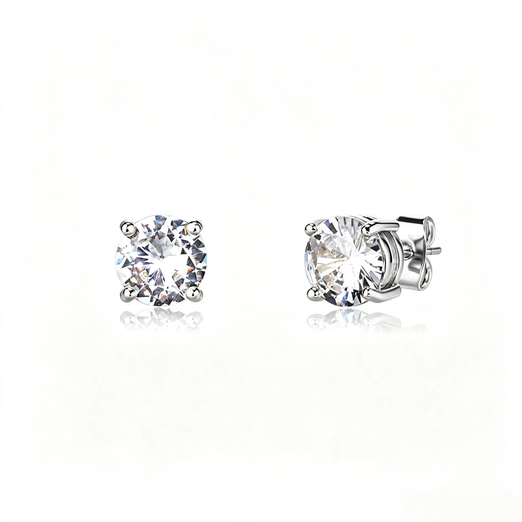 TOPGRILLZ Moissanite Stud Copper Earrings 3-8mm 925 Silver Needle GRA Certificate 4 Prong D Color Bling Jewelry Gift Men Women