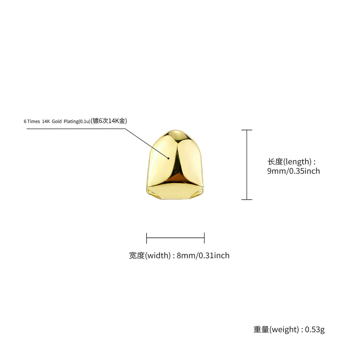 TOPGRILLZ 4 Colors Custom Fit HipHop Single Tooth Top Bottom Dental Grill Teeth Caps For Cosplay Halloween Gift