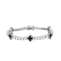 TOPGRILLZ Iced Out Charm Lucky Clover 4mm Tennis Bracelet Black Drip Oil Micro Paved Cubic Zircon Chain For Men Women Jewelry