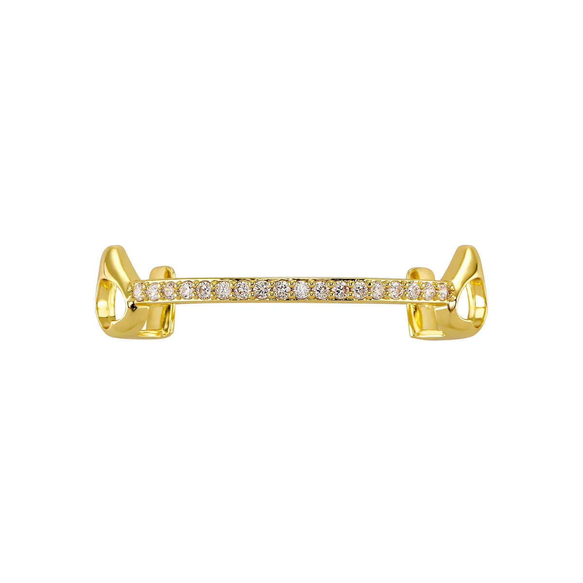 TOPGRILLZ Hip Hop Rapper Accessories Bar Grillz Set Gold Plated Copper Iced Out Top&Bottom Tooth Grills For Men&Women
