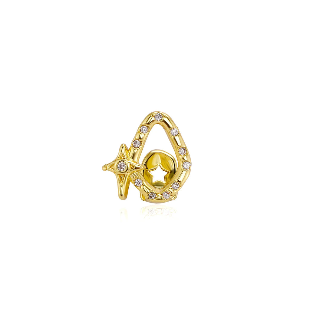 TOPGRILLZ Geometric Single Skeleton Iced Out Star Zircon Teeth Grillz Vintage CZ Stone Tooth Caps For Women Men Halloween Gift