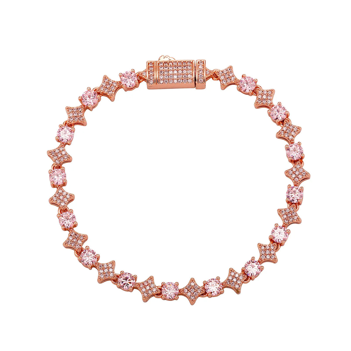 TOPGRILLZ 6MM Sparkling Star Tennis Chain Colorful Round Gemstone Design Bracelet 5A+ Cubic Zircon Luxury Jewelry For Men Women