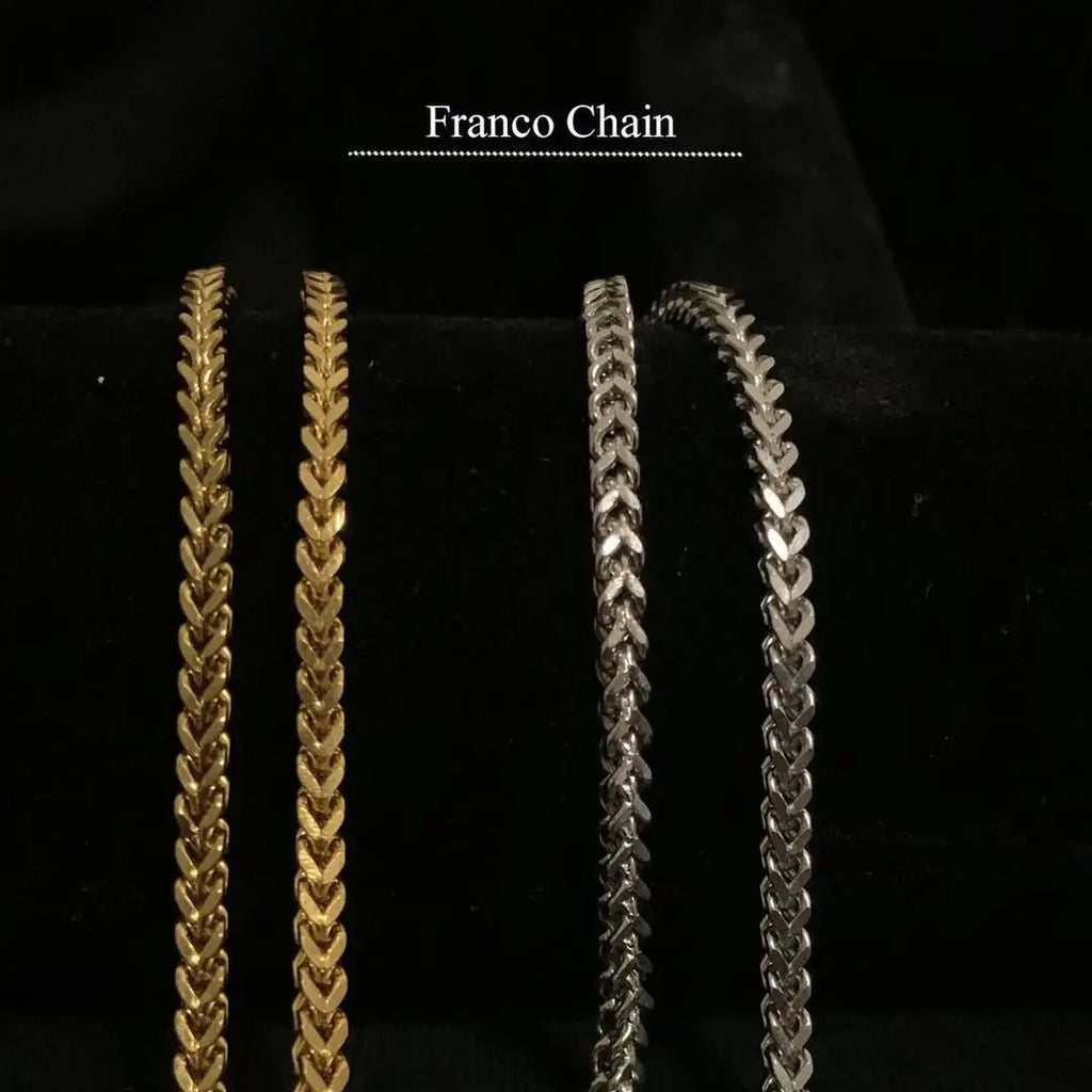TOPGRILLZ Stainless Steel 4mm Franco Link Chain Necklace High Polish Mirror Finish Double Layer Hip Hop Jewelry Men Women