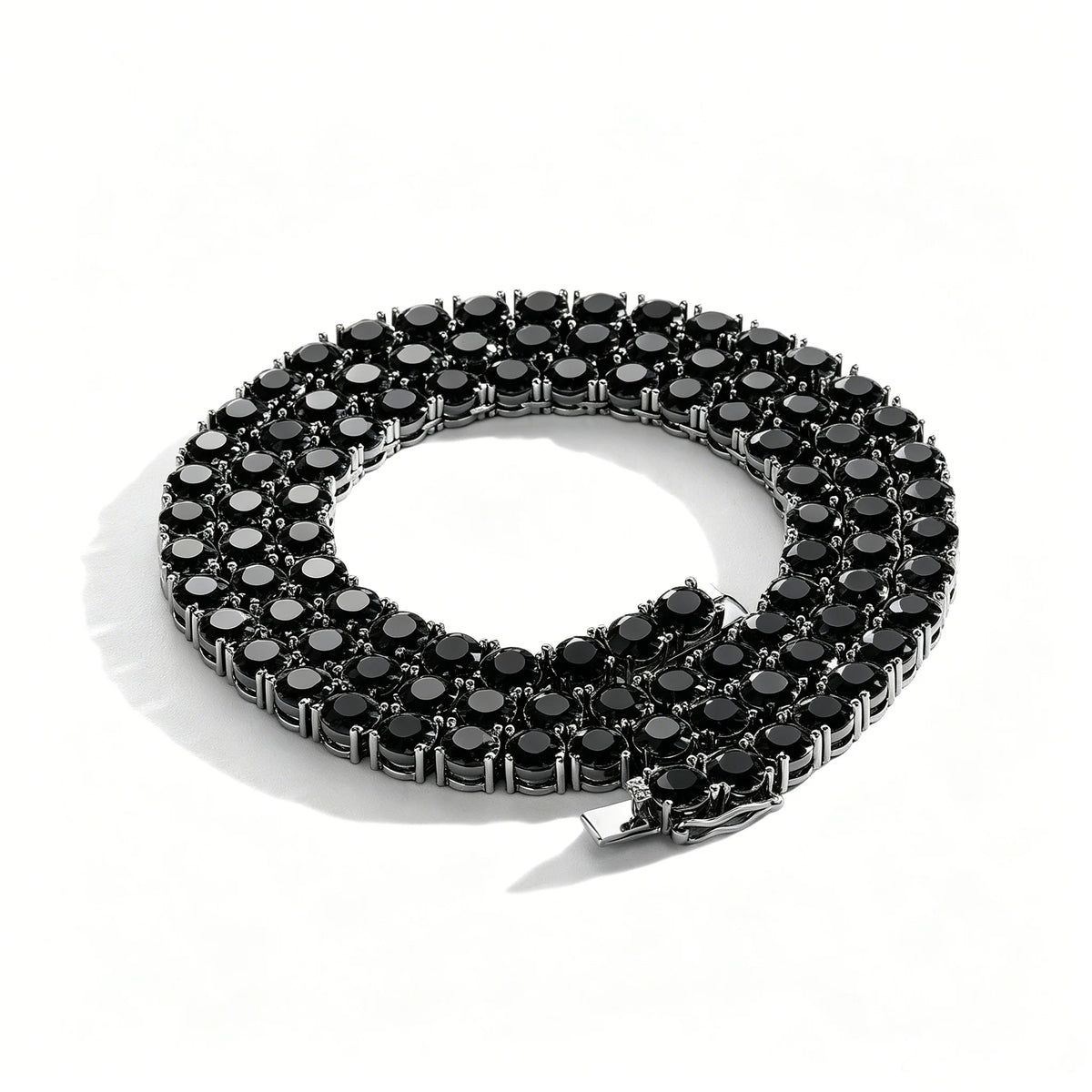 TOPGRILLZ 2PC Classic Versatile 3-5MM Tennis Chain Hip Hop Jewelry Set in Black & White CZ - Festival Gift For Men&Women