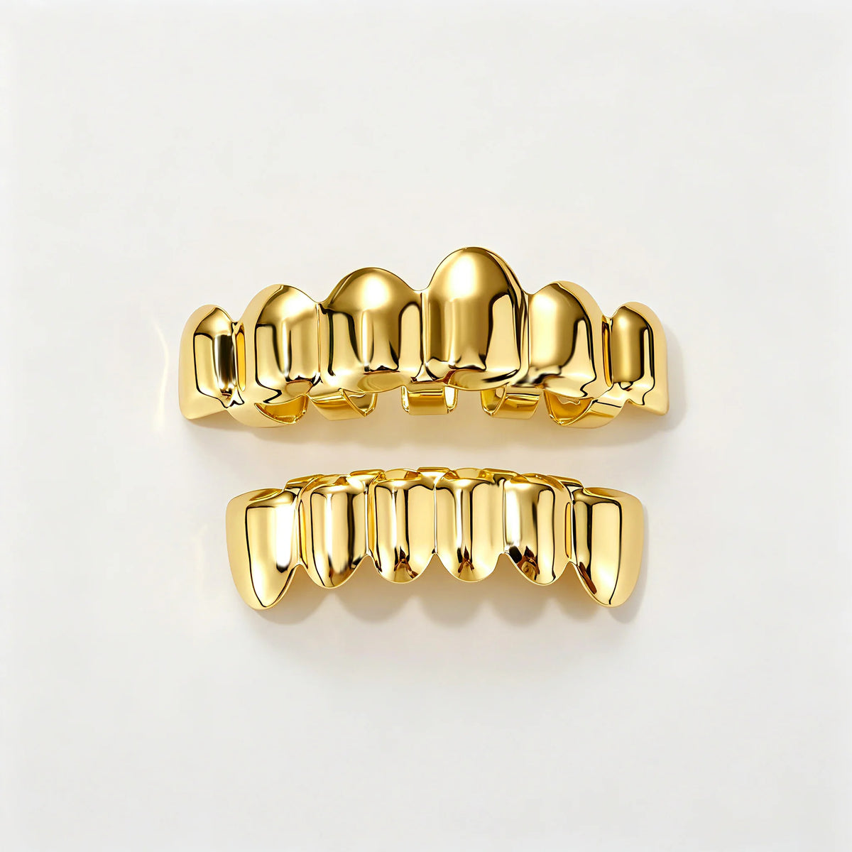TOPGRILLZ 2Pcs Hip Hop Grillz Set No Stone Solid Mirror Top Bottom 10 Teeth Grills Classic Jewelry Men Women