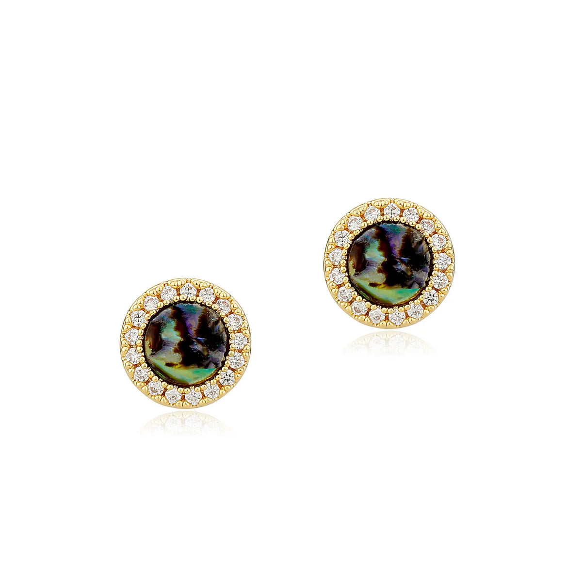 TOPGRILLZ Natural Stone Earrings Crystal Quartzs 10mm Round Gem Stud Iced Out Ear Jewelry For Men Women Wholesale