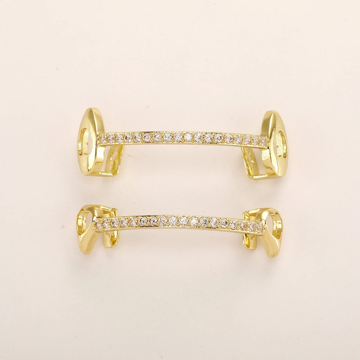 TOPGRILLZ Hip Hop Rapper Accessories Bar Grillz Set Gold Plated Copper Iced Out Top&Bottom Tooth Grills For Men&Women
