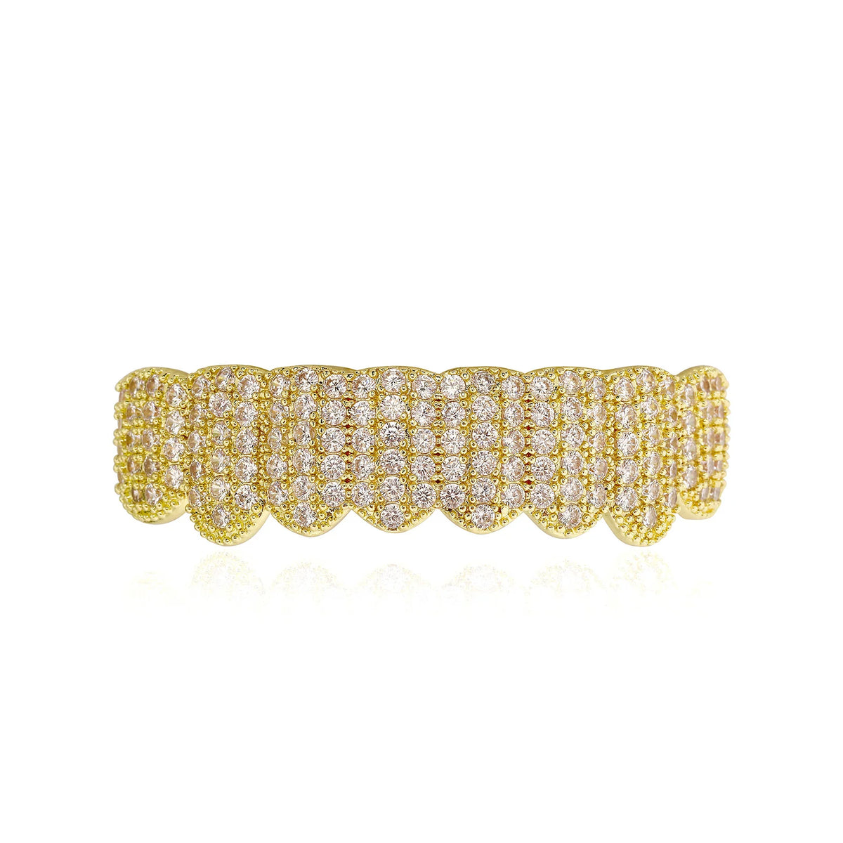 TOPGRILLZ Punk Iced Out Cubic Zircon Teeth Grills 8 Top & 8 Bottom Set Braces Full CZ Stones Dental Grills For Party Gift