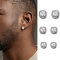 TOPGRILLZ 1 Pair Square Iced Out Cubic Zirconia Brass Magnetic Ear Clip Simple Fashion No Piercing Stud Earrings For Women Men
