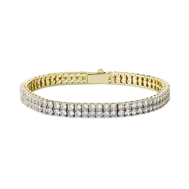 TOPGRILLZ 3MM/4MM 2 Row Cubic Zirconia Tennis Chain Bracelet with New Spring Clasp Bling Iced Out CZ Jewelry Gift For Men